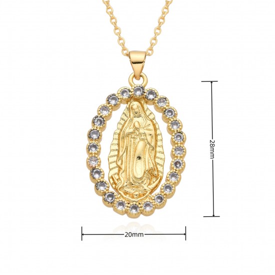 European and American cross-border religious personality deity collarbone chain Zircon eco-friendly copper material pendant necklace copper plated 18kD053 European and American cross-border religious personality deity collarbone chain Zircon eco-friendly copper material pendant necklace copper plated 18kD053