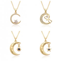 European and American fashion moon-shaped necklaces that do not fade, versatile for women, and niche star and moon-shaped collarbone chain accessory wholesale