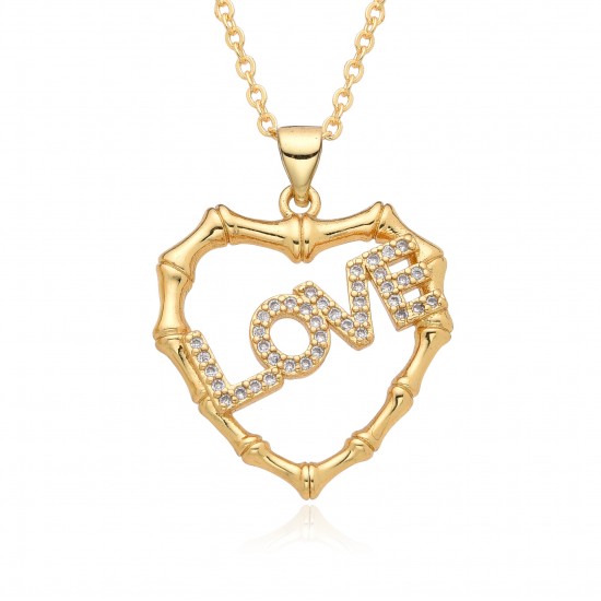 Sweet copper plated with 18K gold, a cute and heart-shaped love pendant necklace for ladies, full of diamonds, new cross-border zircon colored diamonds Sweet copper plated with 18K gold, a cute and heart-shaped love pendant necklace for ladies, full of diamonds, new cross-border zircon colored diamonds