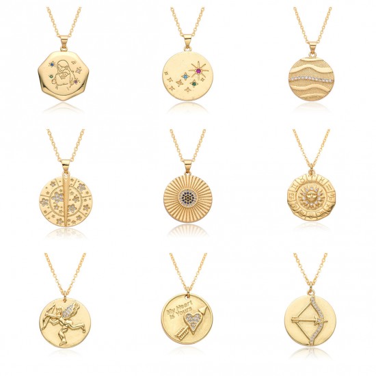 European and American niche design: Cupid's Arrow round necklace, female Instagram Little angel diamond-encrusted pendant, chain European and American niche design: Cupid's Arrow round necklace, female Instagram Little angel diamond-encrusted pendant, chain