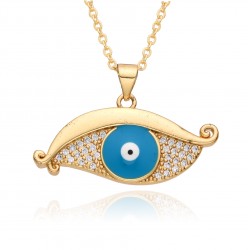 Wholesale from the manufacturer of the new European and American cross-border Devil's Eye oil-dripping necklace with multi-color micro-set pendant neck accessory