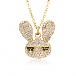 European and American personalized creative copper gold-plated micro-inlaid colored zircon dinosaur pendant necklace, cartoon cute necklace accessory for women