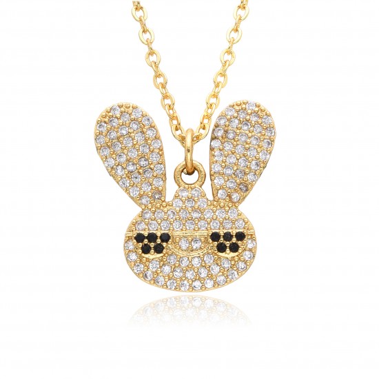 European and American personalized creative copper gold-plated micro-inlaid colored zircon dinosaur pendant necklace, cartoon cute necklace accessory for women European and American personalized creative copper gold-plated micro-inlaid colored zircon dinosaur pendant necklace, cartoon cute necklace accessory for women