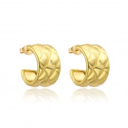 Copper-plated 18K real gold semi-circular geometric stud earrings with European and American metallic style, niche design sense, high-end light luxury earring accessories