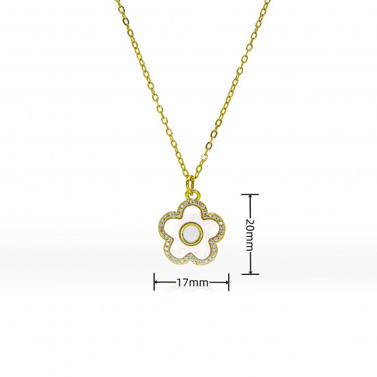 Fashionable white mother-of-pearl four-leaf clover flower cloud necklace for women in a cold style, ins natural shell pendant, collarbone chain necklace Fashionable white mother-of-pearl four-leaf clover flower cloud necklace for women in a cold style, ins natural shell pendant, collarbone chain necklace