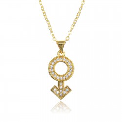 Cross-border jewelry light luxury hip-hop style male symbol pendant necklace set with zircon CZ full diamond collarbone chain necklace in stock