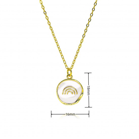 Cross-border European and American copper gold-plated colored shell letter necklace for women's trade, 18K gold oil-dropped 11-digit pendant Cross-border European and American copper gold-plated colored shell letter necklace for women's trade, 18K gold oil-dropped 11-digit pendant
