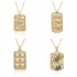 18k gold-plated, slightly set zircon square one-line screw, exquisite pattern pendant, a popular, personalized and fashionable necklace in Europe and America