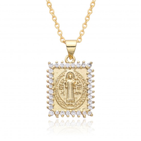 Amazon square Virgin zirconia necklace pendant for women, retro fashion, individual elegance, colorful micro-set electroplated jewelry Amazon square Virgin zirconia necklace pendant for women, retro fashion, individual elegance, colorful micro-set electroplated jewelry