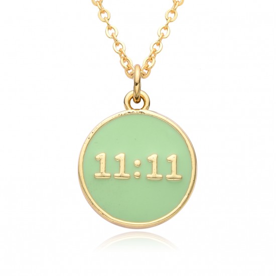 European and American Instagram niche Double 11 copper electroplated 18K gold oil drip pendant 11:11 11:11 Personalized necklace European and American Instagram niche Double 11 copper electroplated 18K gold oil drip pendant 11:11 11:11 Personalized necklace