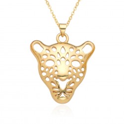 European and American fashion trend women's accessories, hip-hop personality, hollowed-out micro-inlaid leopard pendant, retro necklace accessory gift