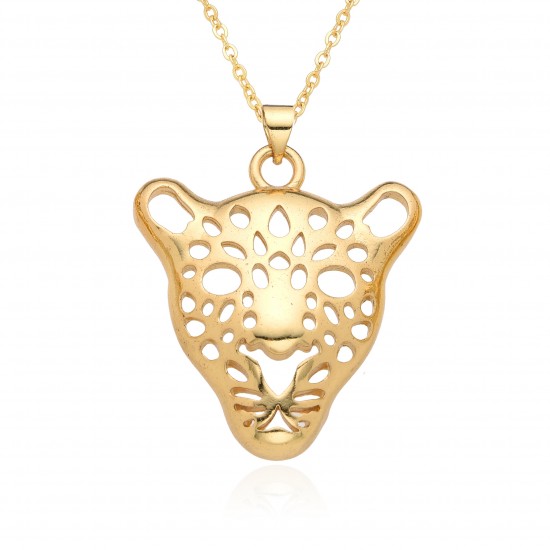 European and American fashion trend women's accessories, hip-hop personality, hollowed-out micro-inlaid leopard pendant, retro necklace accessory gift European and American fashion trend women's accessories, hip-hop personality, hollowed-out micro-inlaid leopard pendant, retro necklace accessory gift