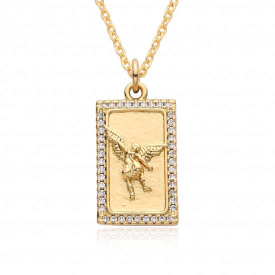 European and American cross-border religious personality statue collarbone chain Zircon eco-friendly copper material pendant necklace copper plating 18kg C651 European and American cross-border religious personality statue collarbone chain Zircon eco-friendly copper material pendant necklace copper plating 18kg C651