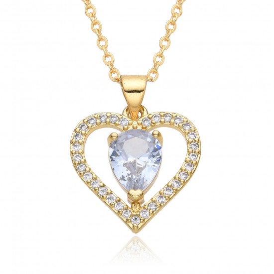 Wholesale of new, simple and fashionable zircon heart love necklaces for cross-border e-commerce in Europe and America Wholesale of new, simple and fashionable zircon heart love necklaces for cross-border e-commerce in Europe and America