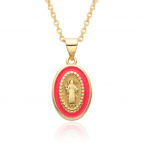 European and American cross-border religious oil-dripping pendant, oval-shaped women's jewelry, God Jesus, Virgin Mary necklace European and American cross-border religious oil-dripping pendant, oval-shaped women's jewelry, God Jesus, Virgin Mary necklace