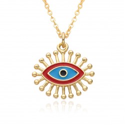 The manufacturer has approved the Devil's Eye Turkish blue Eye slightly set pendant necklace and a simple copper-plated real gold necklace accessory