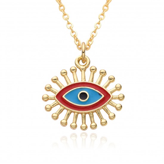 The manufacturer has approved the Devil's Eye Turkish blue Eye slightly set pendant necklace and a simple copper-plated real gold necklace accessory The manufacturer has approved the Devil's Eye Turkish blue Eye slightly set pendant necklace and a simple copper-plated real gold necklace accessory