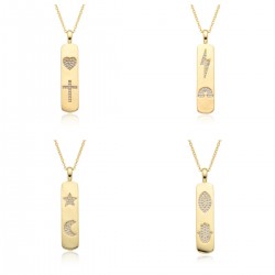 Wholesale of cross-border trendy new accessories, personalized gold bar designs, heart-shaped crosses, rainbow lightning pendants and necklaces