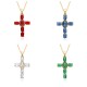 2023 new copper slightly set zircon necklace, multi-color cross pendant, hip-hop necklace, collarbone chain E021 2023 new copper slightly set zircon necklace, multi-color cross pendant, hip-hop necklace, collarbone chain E021