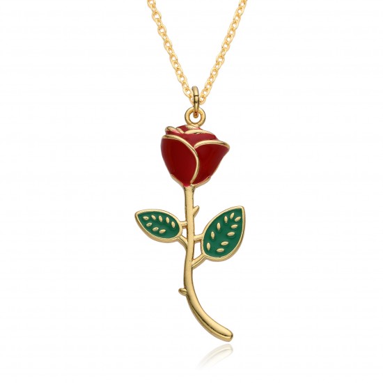New European and American products in the ins style, popular on Amazon, fashionable and individual Rose women's 18k pendant necklace hair styling New European and American products in the ins style, popular on Amazon, fashionable and individual Rose women's 18k pendant necklace hair styling