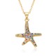 The French light luxury style zircon starfish pendant women's necklace, set with zircon real gold and coated copper pendant necklace, is niche The French light luxury style zircon starfish pendant women's necklace, set with zircon real gold and coated copper pendant necklace, is niche