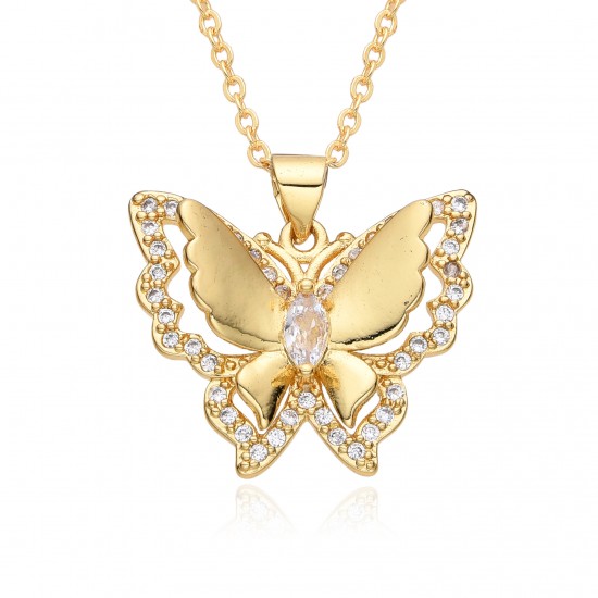Butterfly necklaces for women with electroplated micro-set zircon pendants are selling well across borders in Europe and America. These are niche, light luxury and high-end necklaces in stock Butterfly necklaces for women with electroplated micro-set zircon pendants are selling well across borders in Europe and America. These are niche, light luxury and high-end necklaces in stock