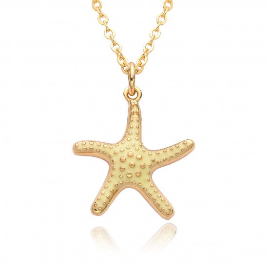 A new, personalized copper gold-plated ocean-style starfish slightly set pendant Bohemian-style women's necklace from Europe and America A new, personalized copper gold-plated ocean-style starfish slightly set pendant Bohemian-style women's necklace from Europe and America